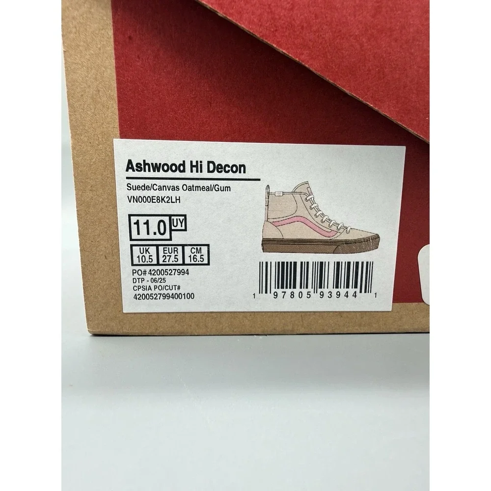 Vans Ashwood Hi Decon‎ Suede/Canvas Oatmeal/Gum Youth 11 Skate School Sneakers